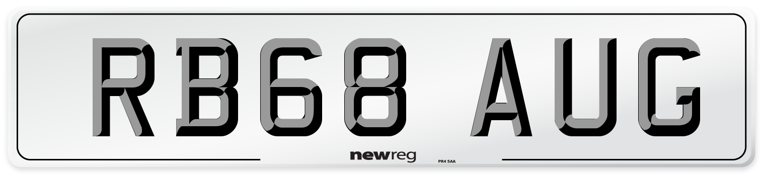 RB68 AUG Number Plate from New Reg